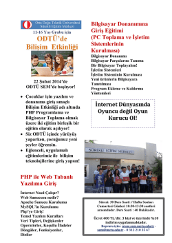 PHP ile Web Tabanlı Yazılıma Giriş Bilgisayar Donanımına Giriş