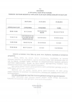 RAMAZAN BAYRAMI M&uuml;nasebetiyle Yapılacak olan A&ccedil;ık G&ouml;r&uuml;ş