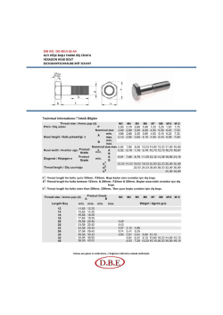 DıN 931 ıso 4014 A2-A4 Am K&ouml;şe BAşLı YARIM Diş civATA
