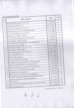 Ek-1 &Ouml;zel Ayar Evleri