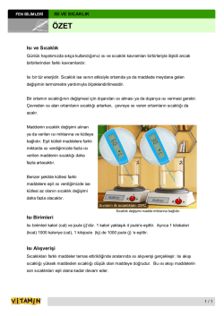 Isı ve Sıcaklık Isı Birimleri Isı Alışverişi