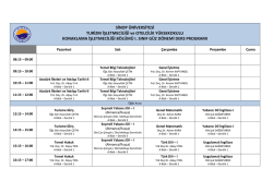 I. Sınıf G&uuml;z D&ouml;nemi Ders Programı
