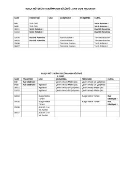rus&ccedil;a m&uuml;tercim-terc&uuml;manlık b&ouml;l&uuml;m&uuml; ı. sınıf ders programı