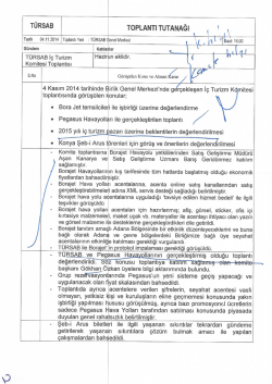 TÜRSAB ToPLANTıTurANAĞı 1 ı \.