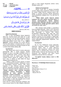İLİ : SİNOP AY-YIL : AĞUSTOS-2014 TARİH : 22/08/2014 EDEP VE