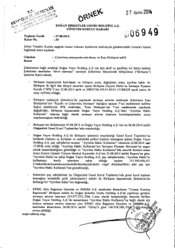 DOHOL Sermaye Artırımı Esas S&ouml;zleşme