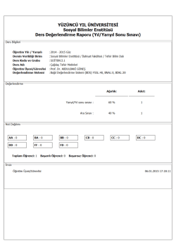 &Ccedil;ağdaş Tefsir Metinleri Sınav Sonucu