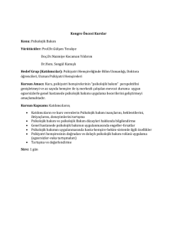 Kongre &Ouml;ncesi Kurslar Konu: Psikolojik Bakım Y&uuml;r&uuml;t&uuml;c&uuml;ler: Prof.Dr