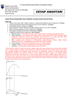 Final sınavı cevap anahtarı i&ccedil;in tıklayınız.