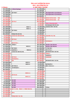 2014 &Ouml;ĞRETİM YILI 8. SINIF SINAV TAKVİMİ