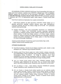 2013 Kooperatif Genel Kurul Toplantı Tutanağı