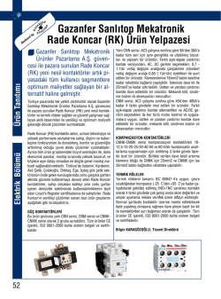 Gazanfer Sanlıtop Mekatronik Rade Koncar (RK) &Uuml;r&uuml;n Yelpazesi