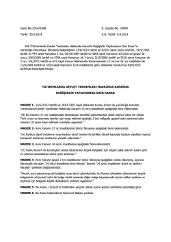 Karar No.2014/6588 R. Gazete No. 29080 Tarihi: 30.6.2014 R.G.