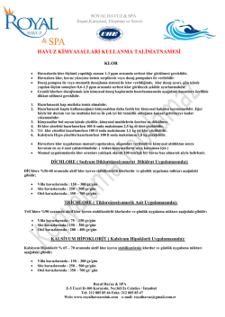 havuz kimyasalları kullanma talimatnamesi