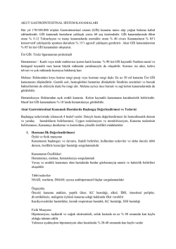 AKUT GASTROİNTESTİNAL SİSTEM KANAMALARI Her yıl 170