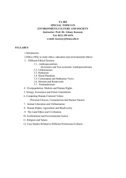 FA 48Z SPECIAL TOPICS IN ENVIRONMENT,CULTURE AND