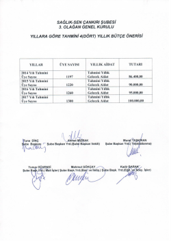 Tahmini B&uuml;t&ccedil;e