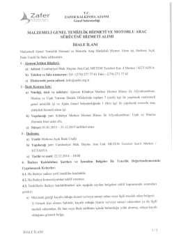 Malzemeli Genel Temizlik Hizmeti ve Motorlu Ara&ccedil; S&uuml;r&uuml;c&uuml;s&uuml; Hizmeti