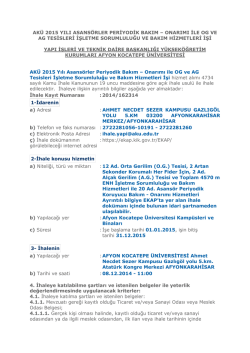 AK&Uuml; 2015 Yılı Asans&ouml;rler Periyodik Bakım