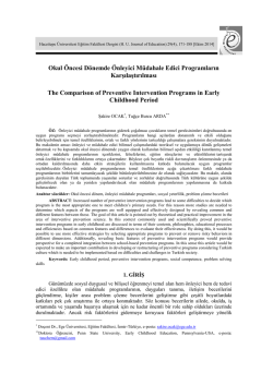 Okul &Ouml;ncesi D&ouml;nemde &Ouml;nleyici M&uuml;dahale Edici Programların
