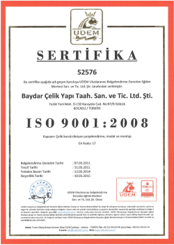 sERTİFİKA - Baydar Çelik