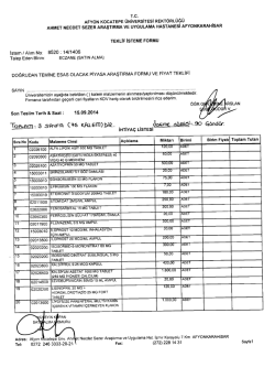 Istem /Alım No: - Afyon Kocatepe &Uuml;niversitesi