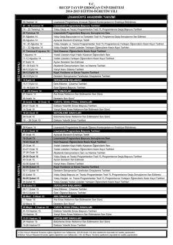 2014-2015 Eğitim-&Ouml;ğretim Yılı Akademik Takvimi