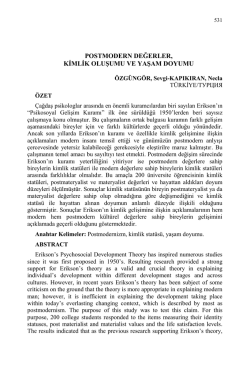 postmodern değerler, kimlik oluşumu ve yaşam doyumu