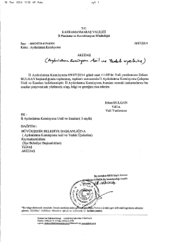 Kahramanmaraş İl Aydınlatma Komisyon Başkanlığının 18.07.2014