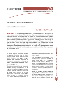 AB-Türkiye İlişkilerini Ne Yapmalı?