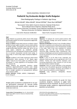 Pediatrik Yaş Grubunda Akciğer Grafisi Bulguları