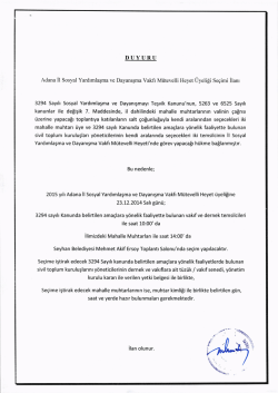 2015 yılı İl Sosyal Yardımlaşma ve Dayanışma Vakfı M&uuml;tevelli Heyet