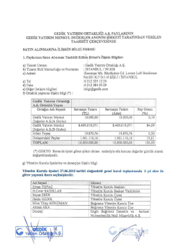 GDKYO Paylarının Satın Alınmasına İlişkin Bilgi Formu