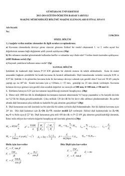 Final - Makine Mühendisliği