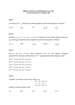 Birinci Seviye &ndash;Matematik Sınavı Soruları