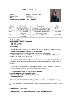 Akademik CV - Fatih Sultan Mehmet Vakıf &Uuml;niversitesi