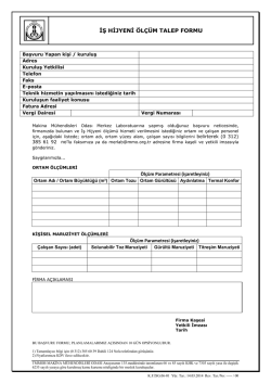 İŞ HİJYENİ &Ouml;L&Ccedil;&Uuml;M TALEP FORMU