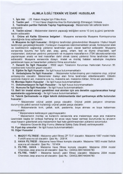 alımla ilgili teknik ve idari hususlar