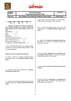 Temel Kavramlar Koordinat Geometriye Giriş
