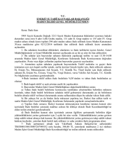 T.C. ENERJİ VE TABİİ KAYNAKLAR BAKANLIĞI MADEN İŞLERİ
