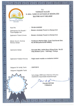 T.c. TEKİRDAĞ vALiLiĞi iL GIDA, TARIM vE