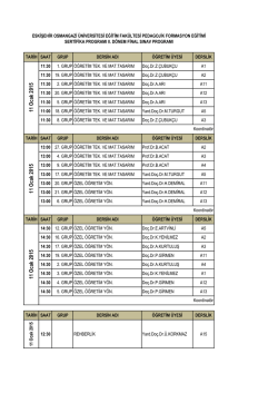 Final Sınav Programı - Eğitim Fak&uuml;ltesi