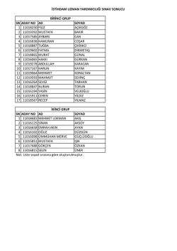 İSTİHDAM UZMAN YARDIMCILIĞI SINAV SONUCU SN ADAY NO