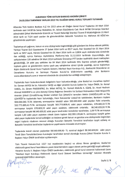 24 Mart 2014 tarihli Olağan Genel Kurul Toplantı