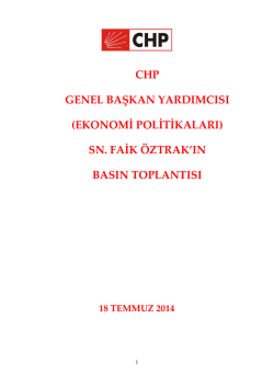 CHP GENEL BAŞKAN YARDIMCISI (EKONOMİ POLİTİKALARI) SN