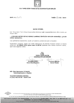 s.s. TARiş &uuml;z&uuml;ıvı TA 03 / 2014