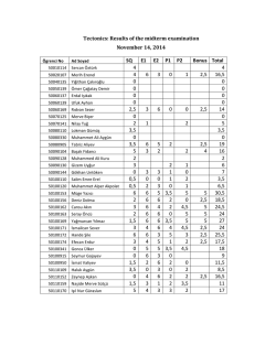 Tectonics: Results of the midterm examination November 14, 2014