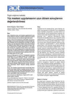 Y&uuml;z maskesi uygulamasının uzun d&ouml;nem