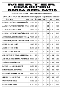 Fiyat Listesi İndir - merter ecza deposu