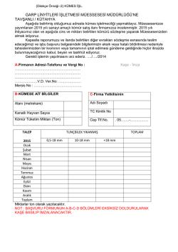EK-2 K&uuml;mes İşletmecilerinin Dolduracakları Talep Formu (Dilek&ccedil;e